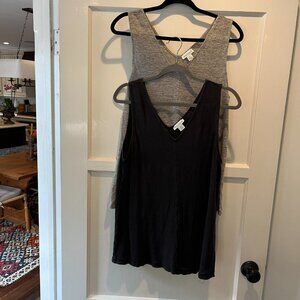 Pair of Sundance Mabel Tanks 100% Linen one black, one grey, Size Medium